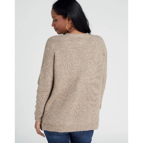 LUSH Taupe Long Sleeve Henley Knit Sweater Pullover Size S Soft Casual Fall Top - Picture 2 of 7
